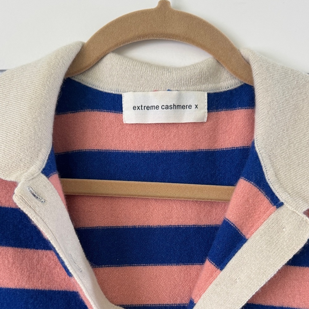 Striped luxe cashmere polo - Pink and Blue